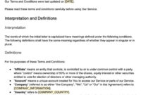 Comprehensive Free Terms Of Service Agreement Template