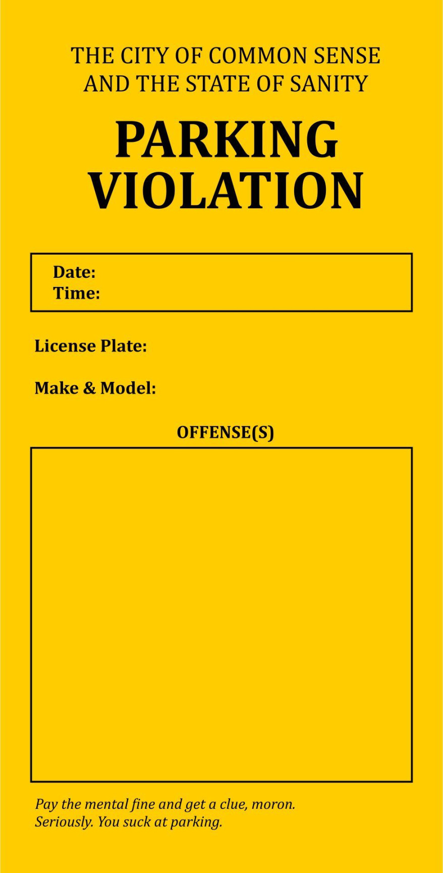 Violation Tickets -  Free PDF Printables  Printablee