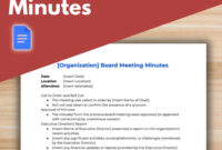 Board Of Directors Meeting Minutes Template