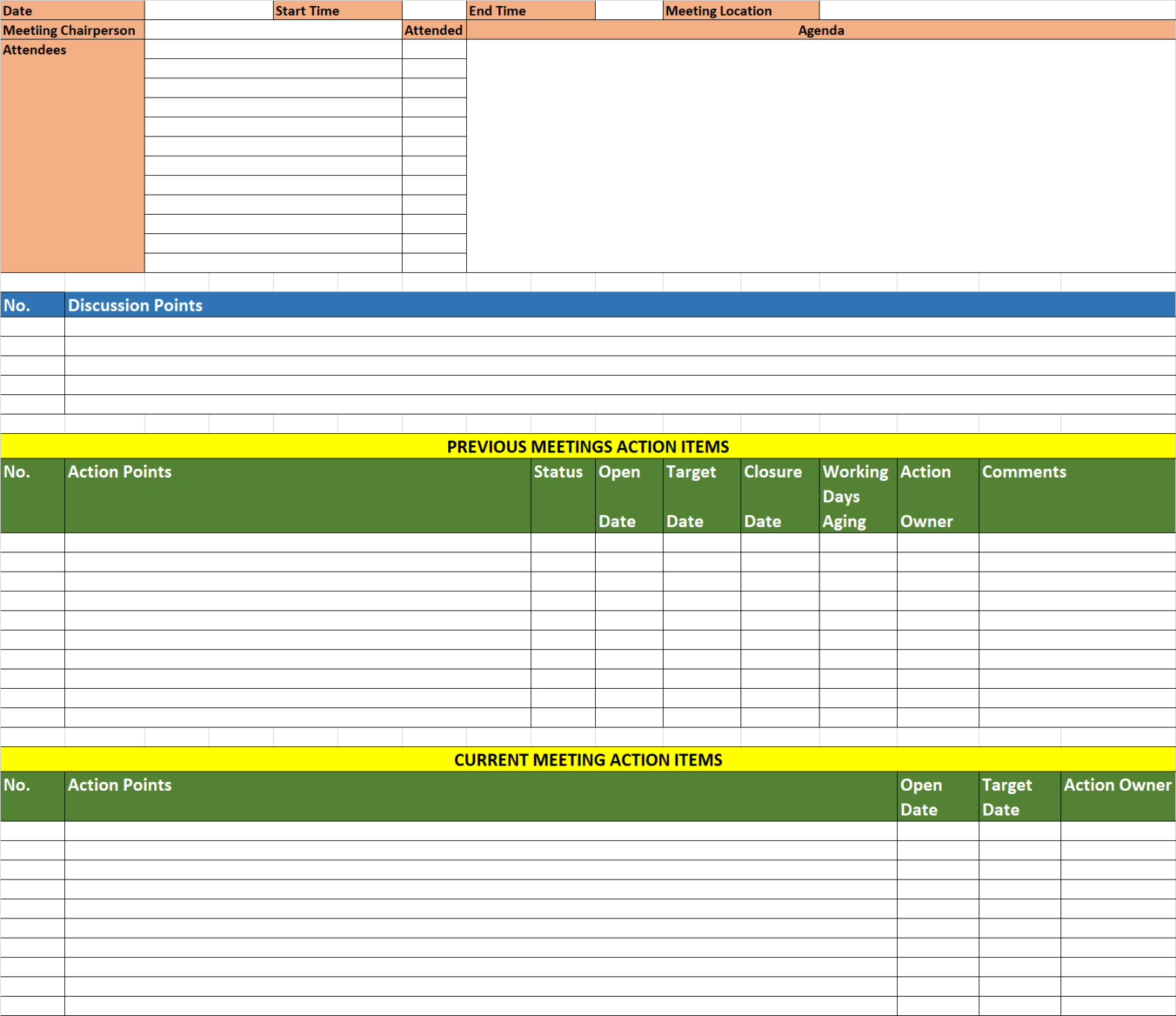 Downloads  - Excel based Minutes of Meeting Template