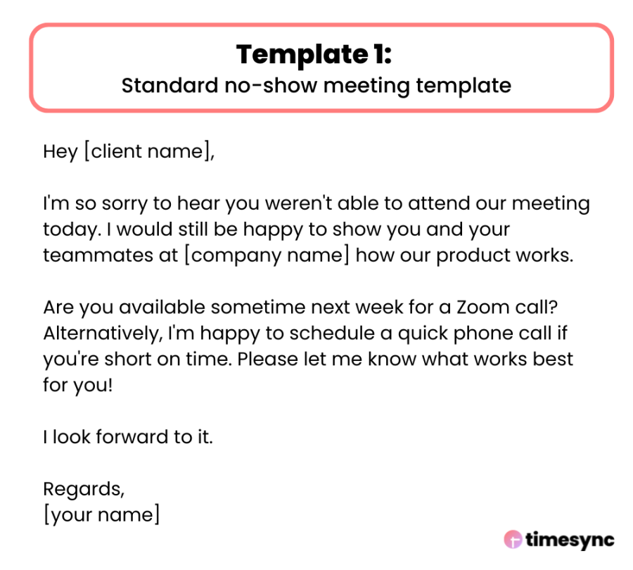 No-Show Email Templates For Missed Meetings