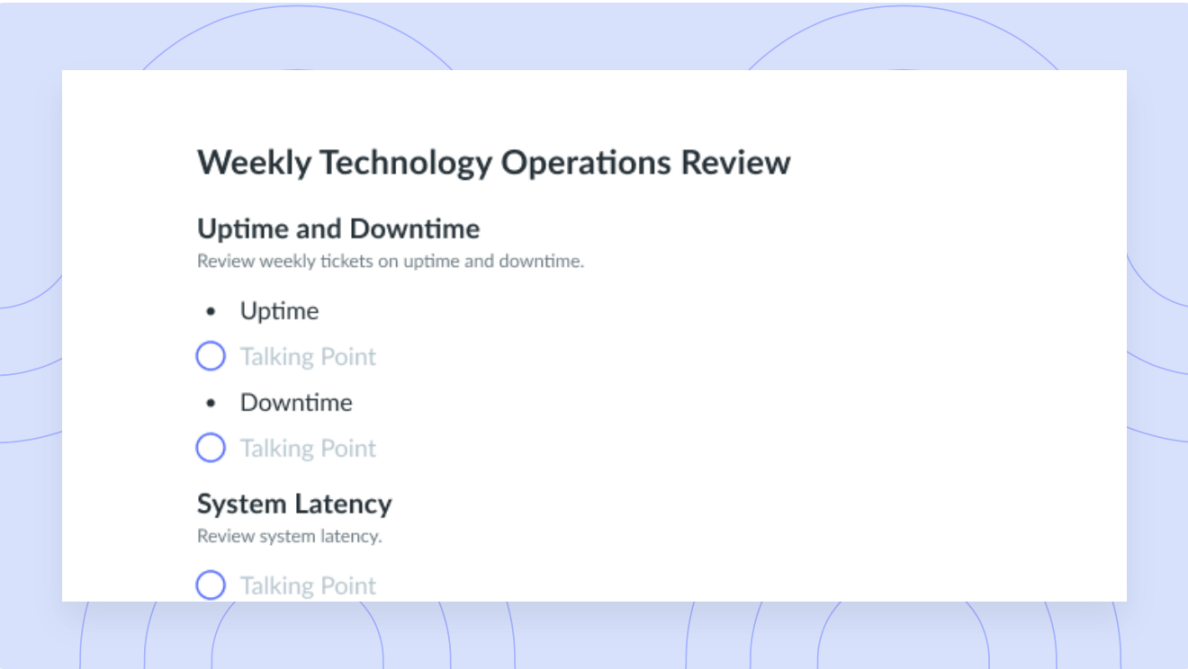 Weekly Technology Operations Review Template  Fellow